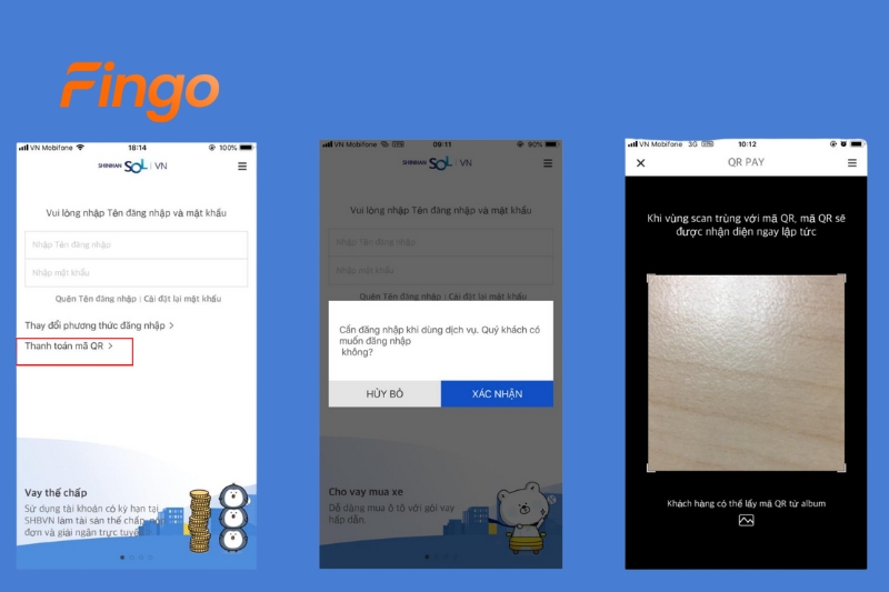 Khách hàng cần đăng nhập để sử dụng dịch vụ thanh toán mã QR