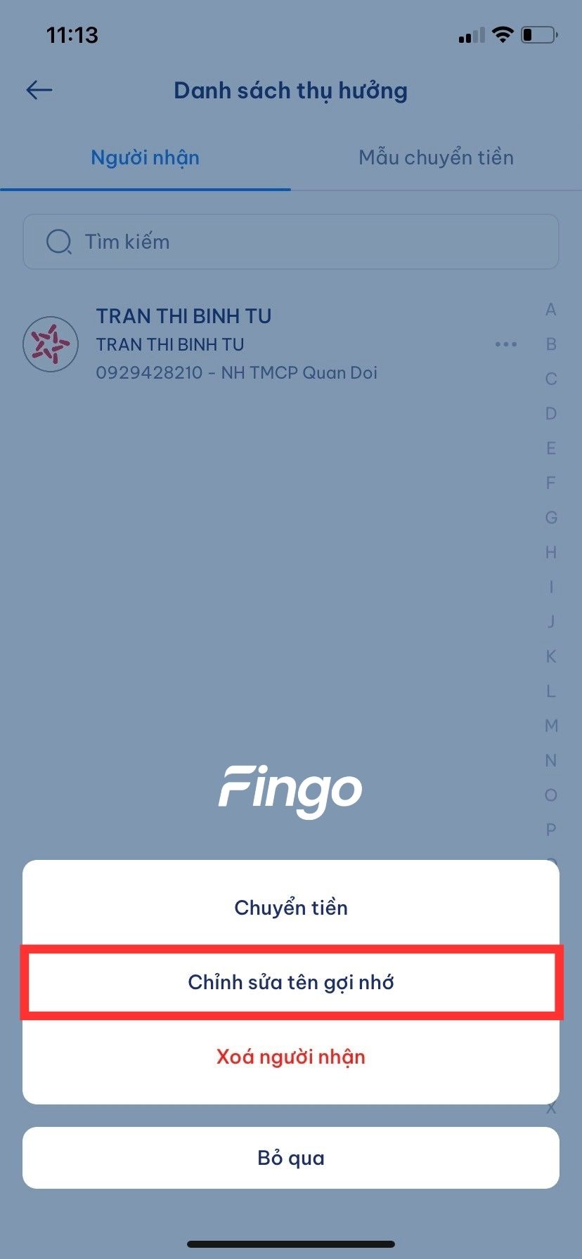 Chọn "Chỉnh sửa tên gợi nhớ"