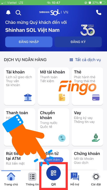 Nhấn chọn biểu tượng QR Code