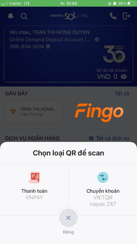 Chọn loại QR để scan