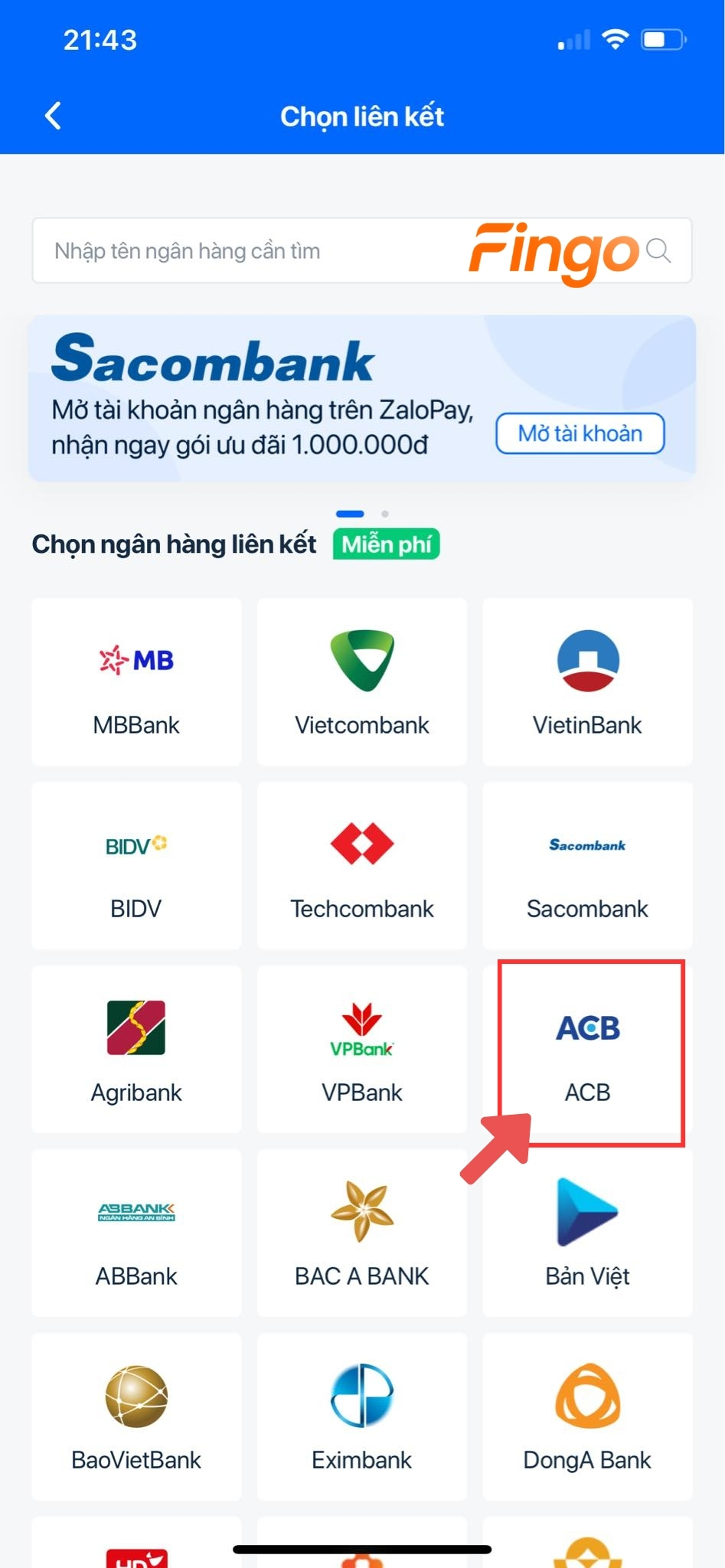 Chọn logo ngân hàng ACB