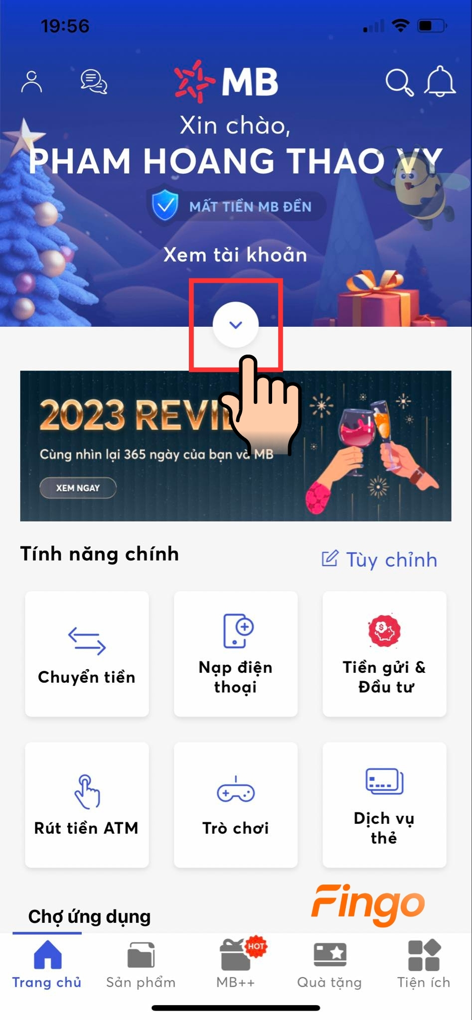 Chọn vào mục "Xem tài khoản"