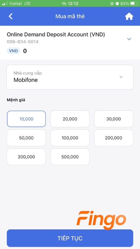 Hoặc chọn nhà cung cấp dịch vụ 