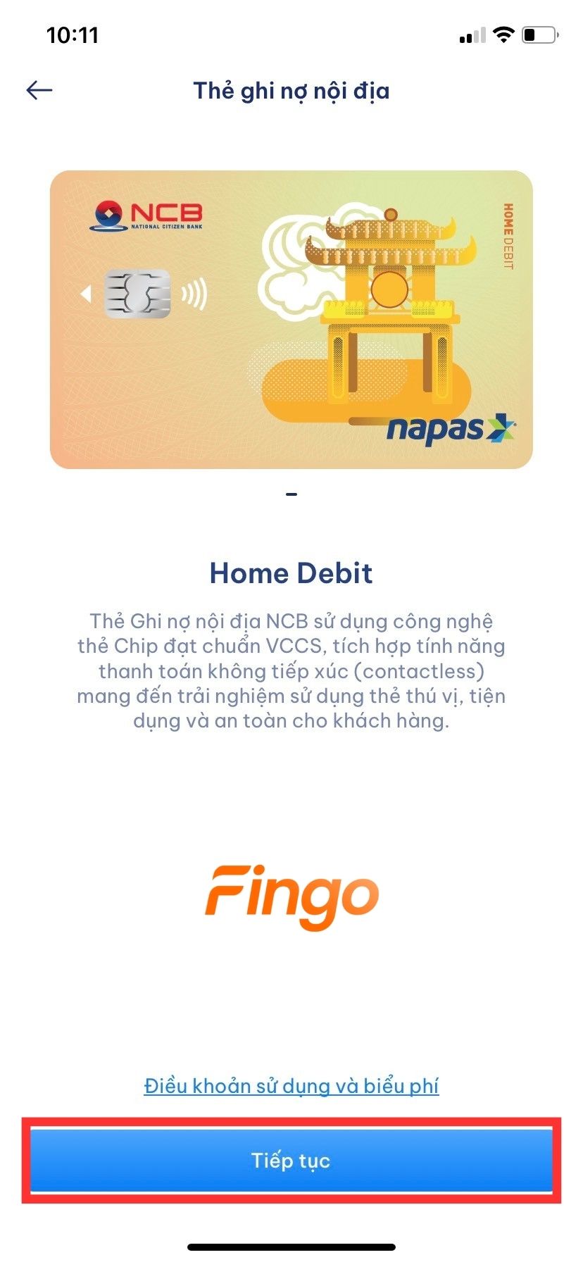 Chọn "Phát hành mới thẻ tín dụng"