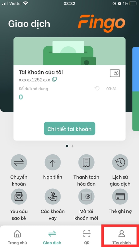 Chọn Tùy chỉnh dưới góc phải của trang chủ ứng dụng