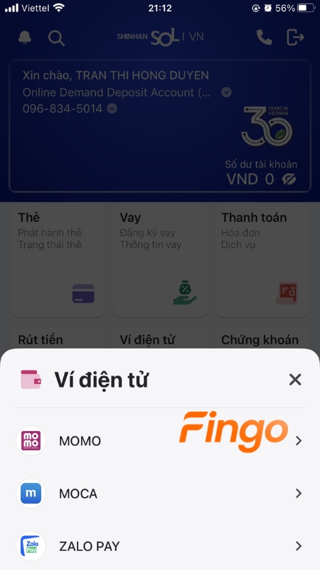 Nhấp chọn Momo