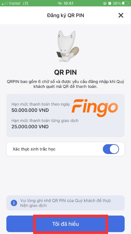 Đăng ký QR PIN và đăng ký Xác thực sinh trắc học