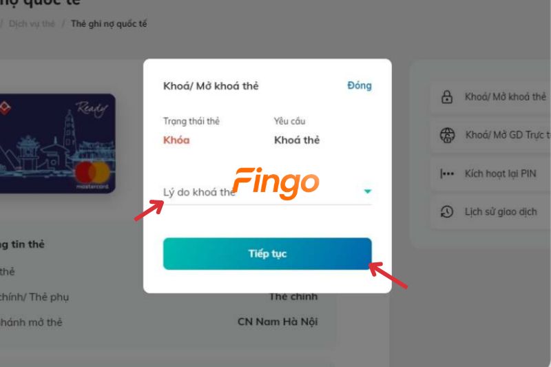 Xác nhận thực hiện giao dịch. Sau đó chọn Tiếp tục.
