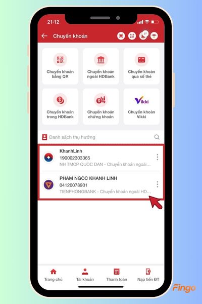 HDBank sẽ hiển thị thông báo xác nhận về việc lưu danh sách thụ hưởng thành công.
