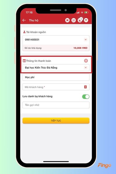 Nội dung thanh toán học phí qua HDBank của đại học Kiến trúc Đà Nẵng