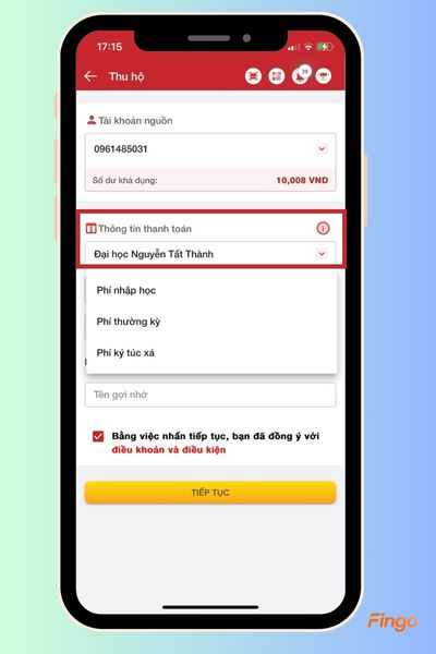 Nội dung thanh toán học phí qua HDBank của đại học Nguyễn Tất Thành