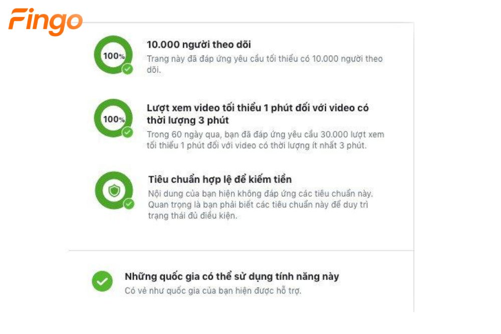 Điều kiện bật kiếm tiền facebook
