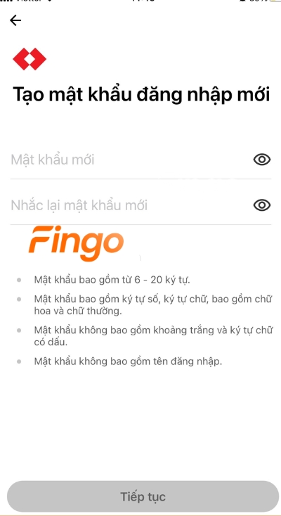 Nhập mật khẩu mới và mật khẩu cũ