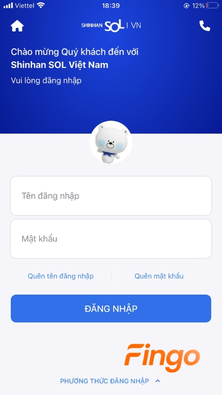 Nhập tên đăng nhập và mật khẩu để đăng nhập vào thiết bị mới