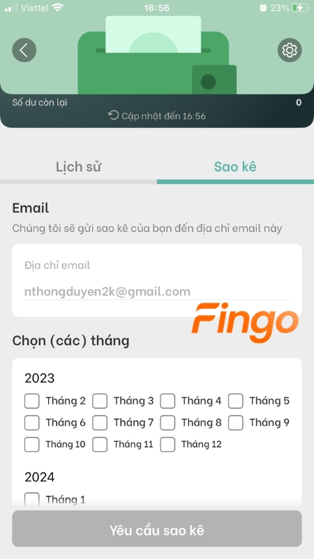 Chọn sao kê tài khoản KBank để xem chi tiết các giao dịch