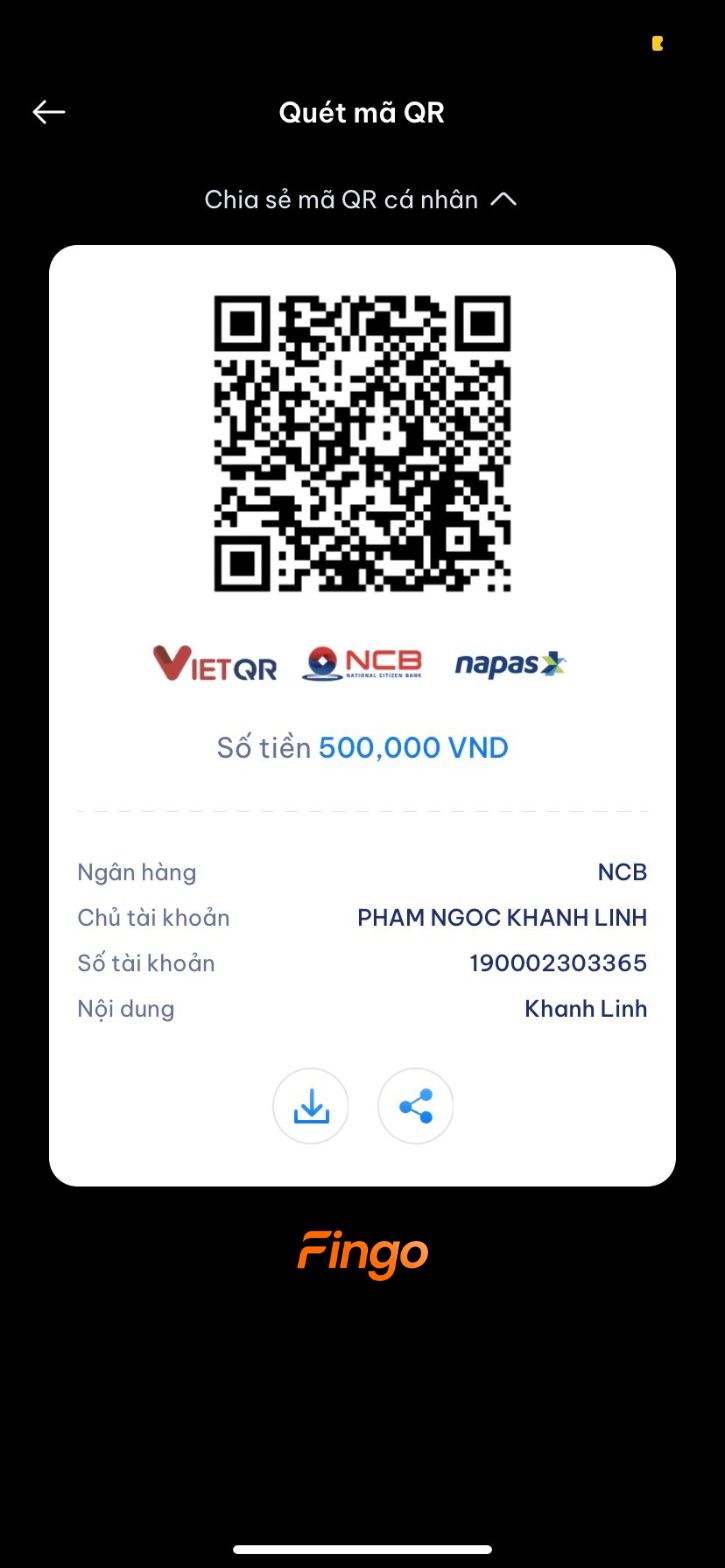 Màn hình hiển thị sau bước trước sẽ hiển thị mã QR đã được tạo