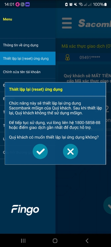 Cách kích hoạt lại mSign của Sacombank (Reset)