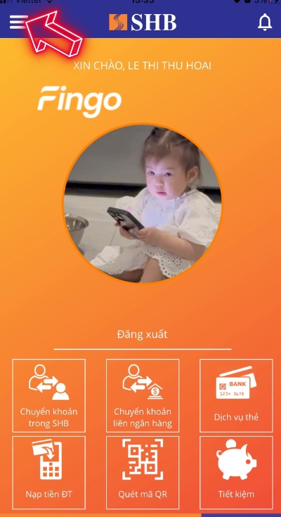 Nhấn chọn biểu tượng 3 gạch phía trên