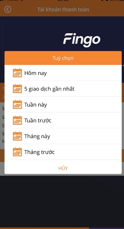 Chọn khung thời gian muốn tra cứu lịch sử