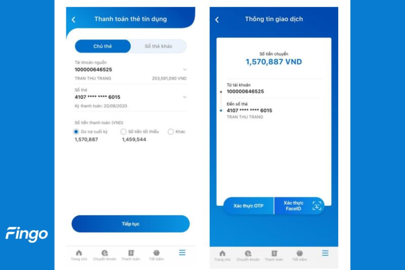 Thanh toán dư nợ thẻ tín dụng NCB qua NCB iziMobile