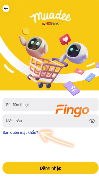 Nhấn chọn mục quên mật khẩu