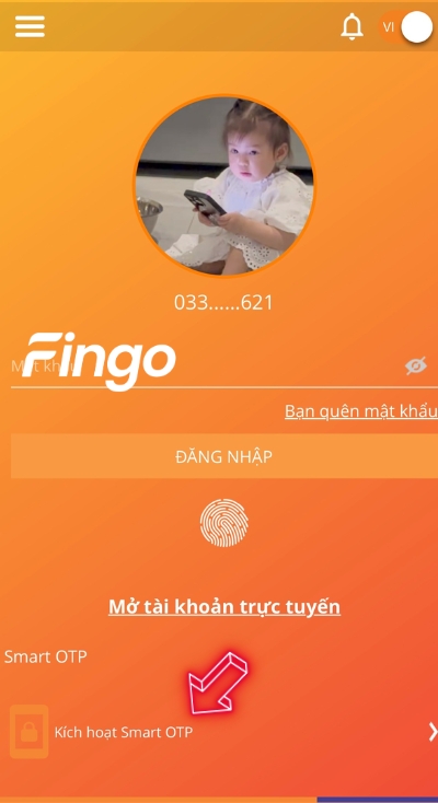 Nhấn chọn kích hoạt Smart OTP