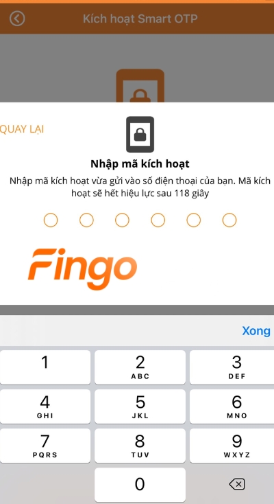 Nhập mã kích hoạt gửi về số điện thoại