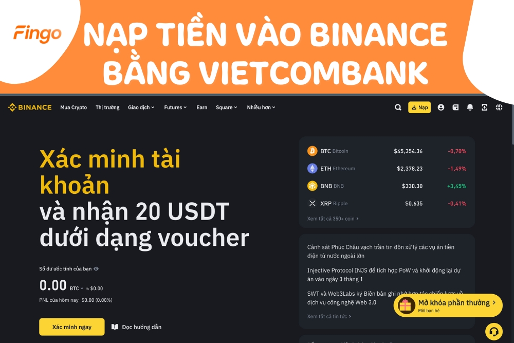 Cách nạp tiền vào Binance bằng Vietcombank