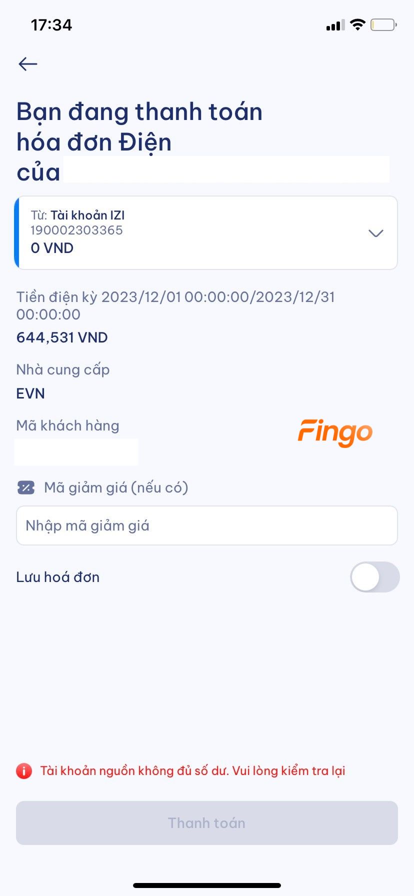 Nếu bạn có mã giảm giá, hãy nhập mã đó vào ô tương ứng