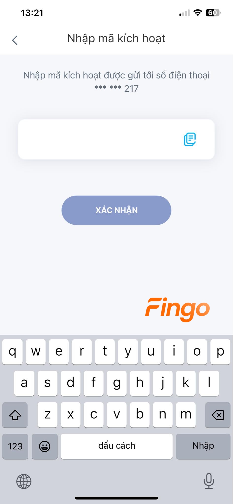 Nhập mã kích hoạt