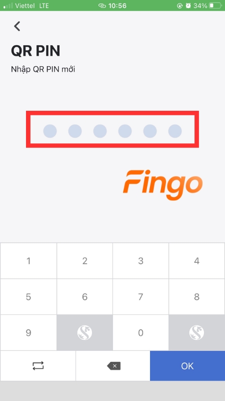 Nhập mã QR PIN mới