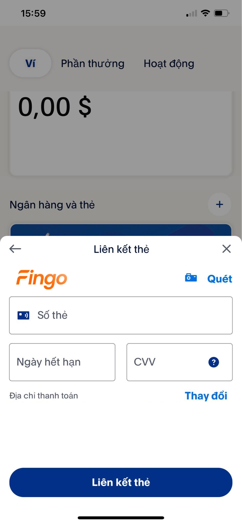 Nhập số thẻ và các thông tin trên thẻ theo yêu cầu