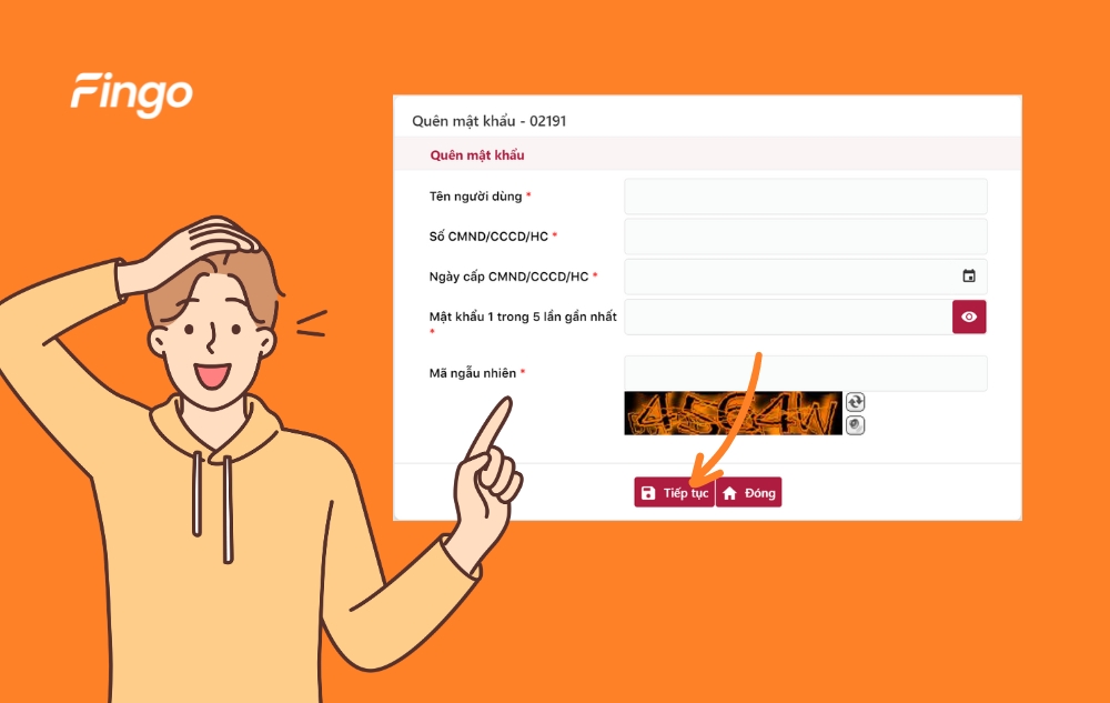 Nhập thông tin cá nhân và nhấn tiếp tục