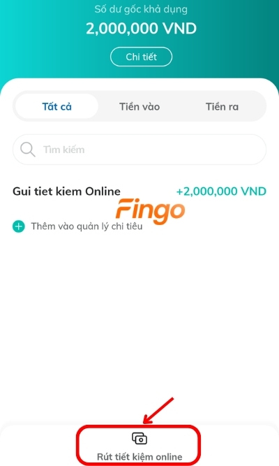 Chọn Rút tiền tiết kiệm online