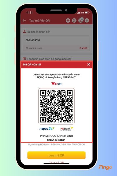 Gửi mã QR cho người khác