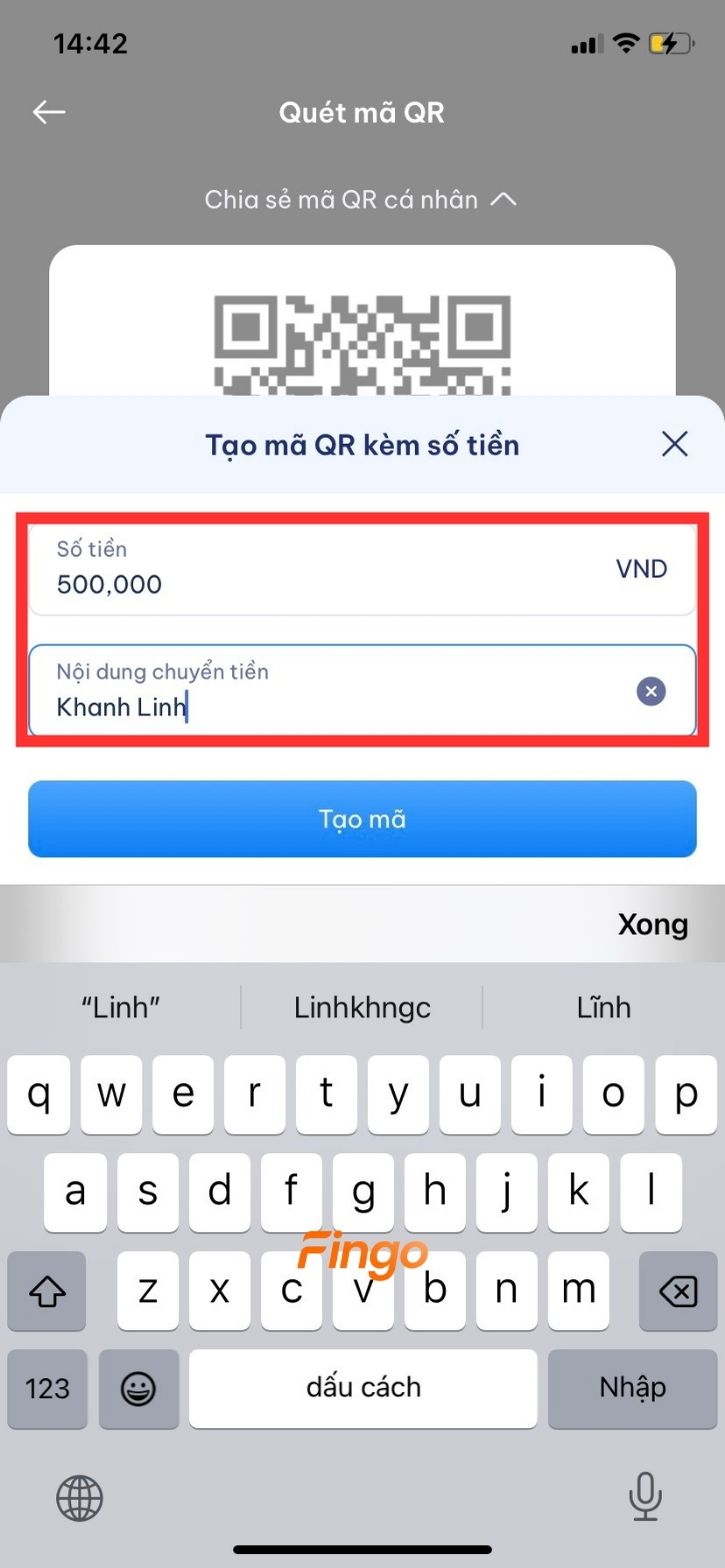 Nhập số tiền bạn muốn được nhận kèm theo lời nhắn