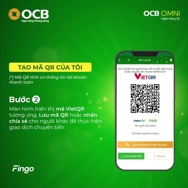 Lưu mã QR hoặc nhấn chia sẻ cho người khác để thực hiện giao dịch chuyển tiền.