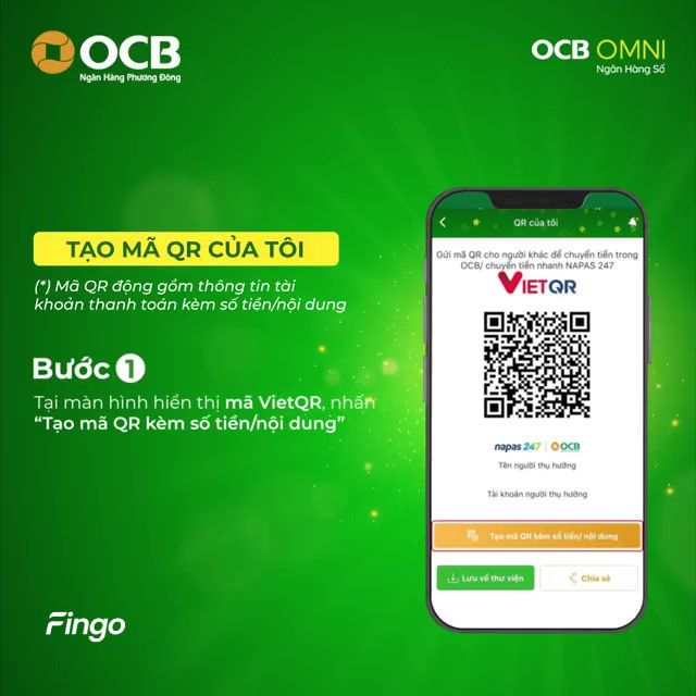 Nhấn "Tạo mã QR kèm số tiền/nội dung"