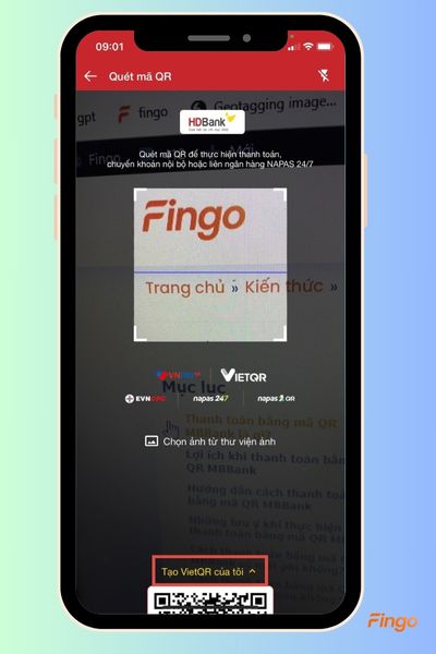 Nhấn "Tạo VietQR của tôi"
