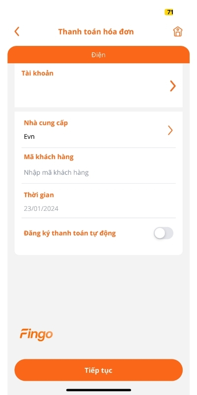 Cách thanh toán tiền điện qua MSB mBank bước 4