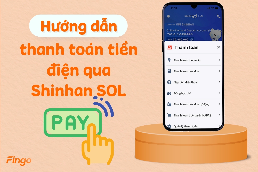 Hướng dẫn cách thanh toán tiền điện qua Shinhan SOL