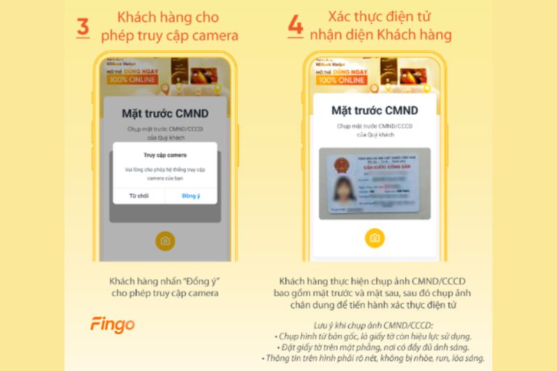 Cho phép truy cập camera và chụp ảnh CMND/CCCD