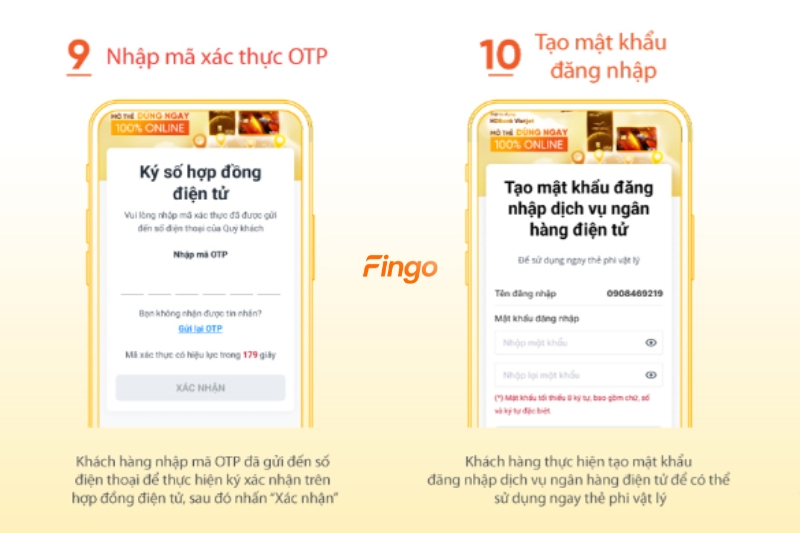 Nhập mã xác thực OTP và tạo mật khẩu đăng nhập.