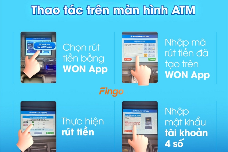 Rút tiền thẻ Woori Bank thao tác trên ATM