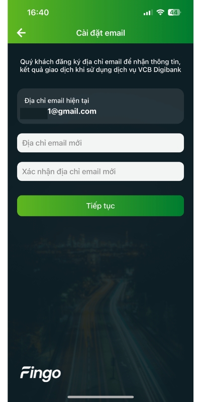 Cách thay đổi email Vietcombank bước 4
