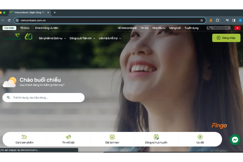 Tra cứu giờ làm việc Vietcombank bước 1