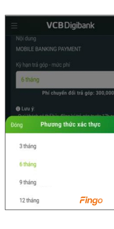 Cách trả góp qua thẻ tín dụng Vietcombank bước 5