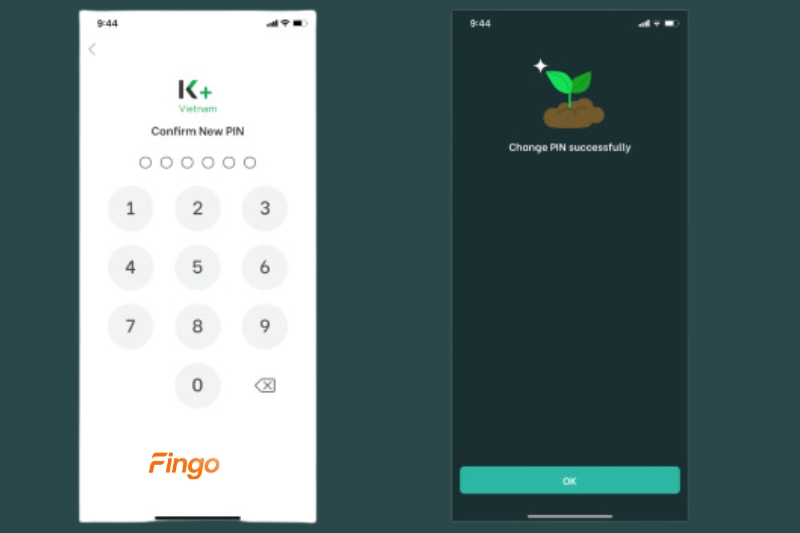 Xác nhận lại mã PIN mới