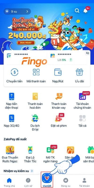 Chọn biểu tượng quét mã QR