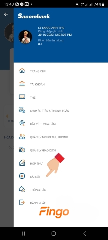  Chọn "Cài đặt".